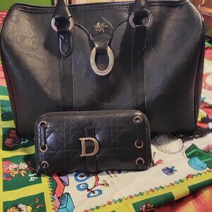 Vintage Christian Dior Coated Canvas Large Boston Bag